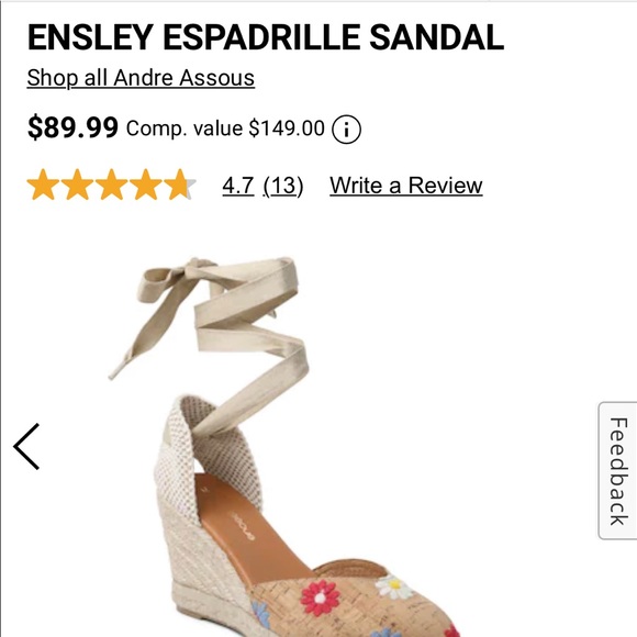 Ensley Andre Assous Espadrille Wedge 🌸🌼 Size 7-7.5 38 - Picture 10 of 13